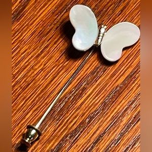 VINTAGE Stick pin. Beautiful opal essence wings on a gold tone stick pin.